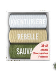 Lot Chaussettes "Aventurière/Rebelle/Sauvage"