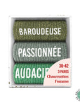 Lot Chaussettes "Baroudeuse/Passionnée/Audacieuse"