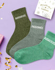 Lot Chaussettes "Baroudeuse/Passionnée/Audacieuse"