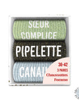 Lot Chaussettes "Super Complice/Pipelette/Canaille"