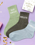 Lot Chaussettes "Super Complice/Pipelette/Canaille"